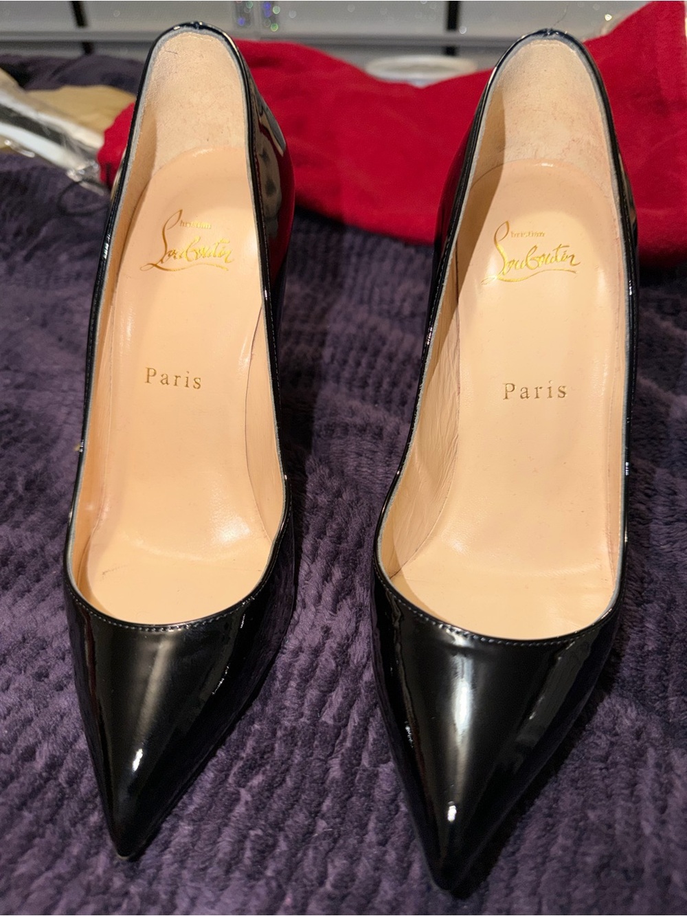 Christian Louboutin Black Patent Red Sole Pointed Pumps - Picture 3 of 6